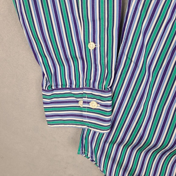 Polo‎ Ralph Lauren Shirt Men's Medium 15 1/2 Striped Curham Classic Fit Button - Picture 6 of 12